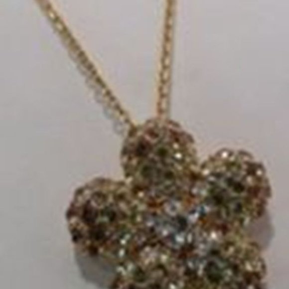 Nolan Miller Designer Gold-tone Pavé Flower Pin Brooch Pendant & 16 In Necklace - Picture 3 of 10